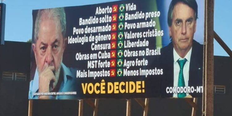 Outdoor associa esquerda a aborto, criminalidade e censura em Comodoro (MT); publicidade é irregular