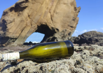 Garrafa com mensagem atravessou o Atlântico e foi encontrada 7 anos depois em praia de Portugal.