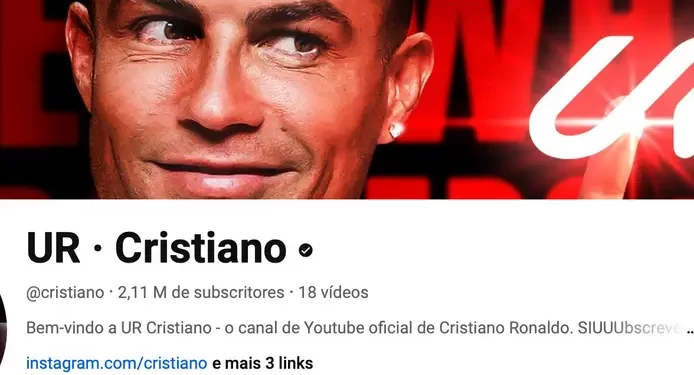 Cristiano Ronaldo entra no YouTube e bate recorde mundial  “UR”: Atingiu 1 milhão de seguidores em 90 minutos