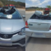 Brasil: Carro fica com teto completamente destruído após ser atingido por objeto desconhecido