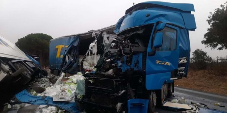 Portugal: Acidente entre duas carretas deixa dois feridos no IC1 em Santiago do Cacém (Veja fotos)