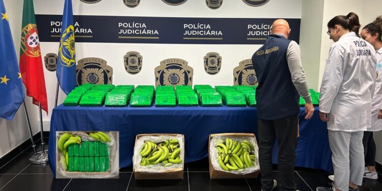 Operação Acácias da Polícia Judiciária descobre 3,5 toneladas de “cocaína em carga de bananas” que saiu da América Latina