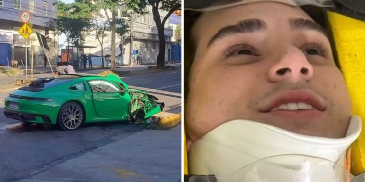 Influenciador de 21 anos dono de Porsche se manifesta após acidente em BH: ‘Agora tenho dois aniversários’