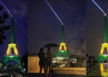 Torre Eiffel ganha as cores do Brasil em homenagem à visita de Lula a Paris